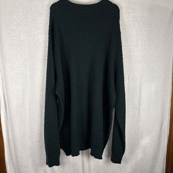 Shaquille O’Neal XLG Textured Sweater Cotton Blend Teal Forest Size 5XLT NWT - Picture 4 of 5